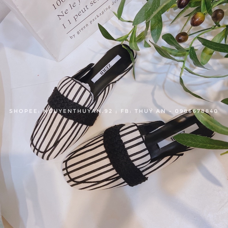 Sục hài bệt vải kẻ cao cấp  êm chân, sang, thoải mái