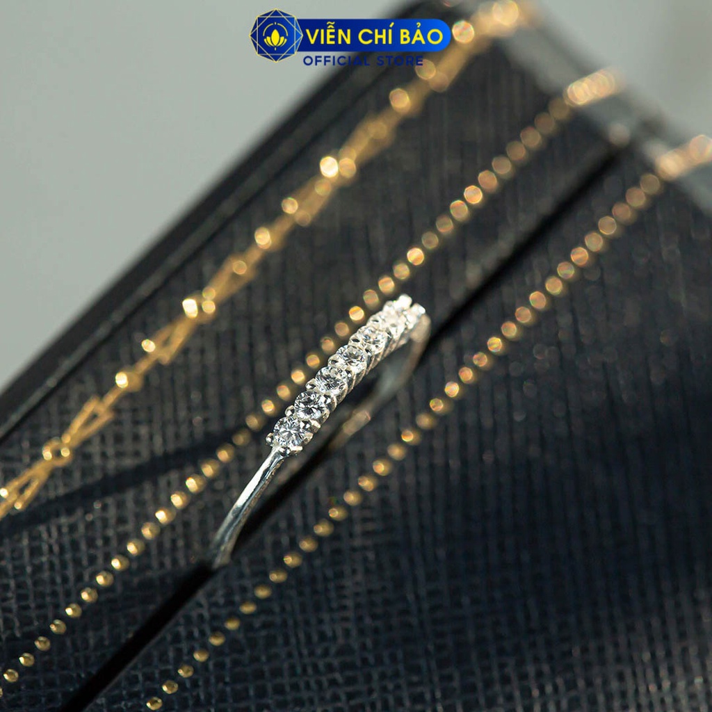 Nhẫn bạc nữ một dải đá chất liệu bạc 925 thời trang phụ kiện trang sức Viễn Chí Bảo N400853