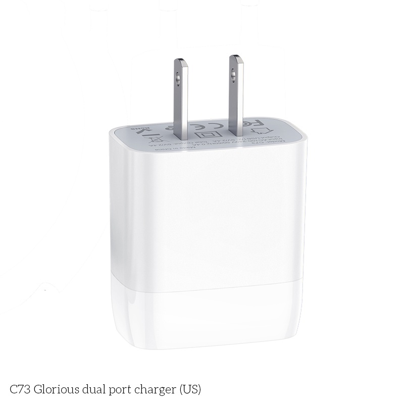 Sạc nhanh IP Hoco 12W 2.4A gồm Củ sạc 2 cổng USB và dây dài 1 mét
