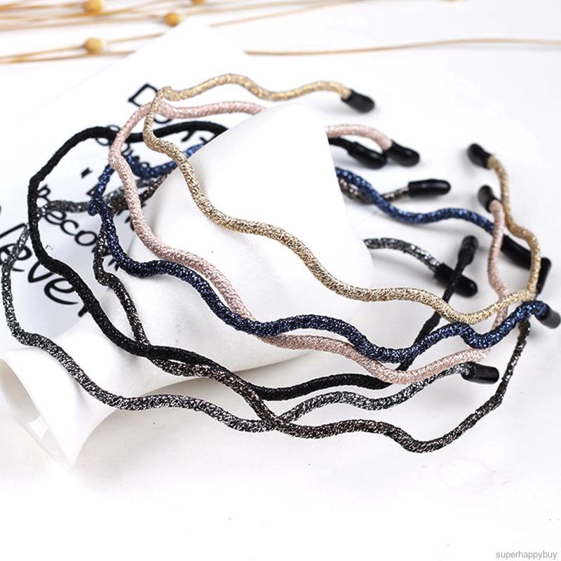 Women Sweet Gold Powder Silver Color Wavy Metal Hair Band HairHoop