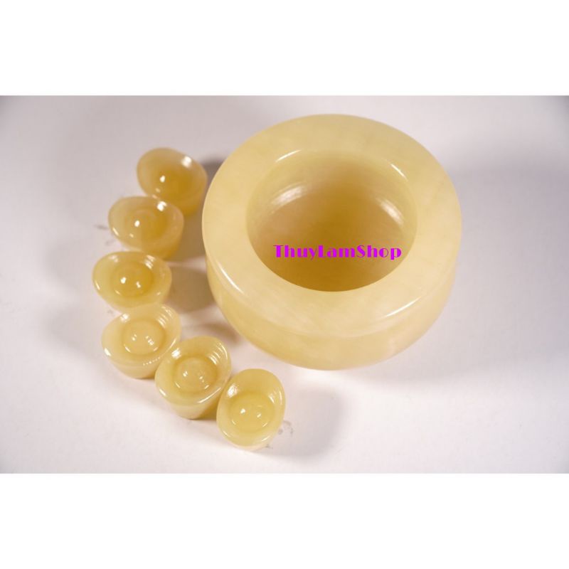 Hủ vàng đá hoàng long kim nguyên tụ Bảo Bồn đặt bàm thờ thần tài, quầy thu ngân, bàn làm việc, két sắt, sư tầm