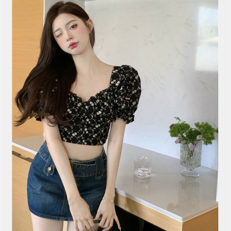 Áo Sơ Mi Dáng Ôm In Hoa Tươi Trẻ Ngọt Ngào Dành Cho Nữ