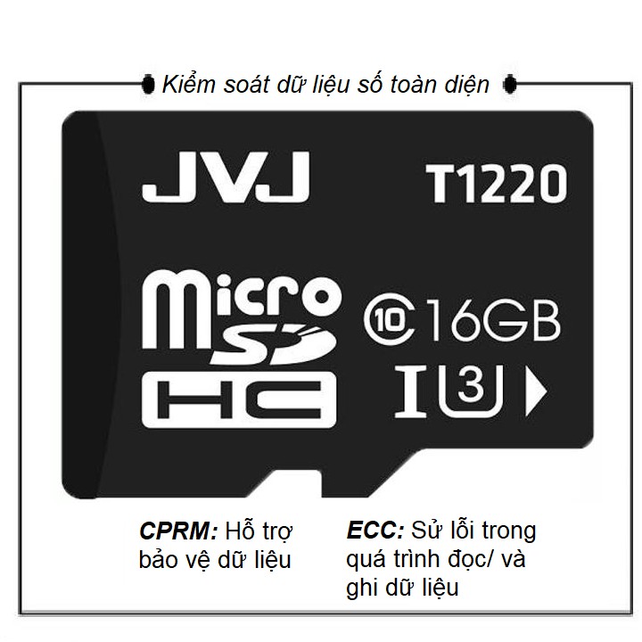 Thẻ nhớ JVJ 16G U3 C10 tốc độ cao - chuyên dụng cho CAMERA, Điện thoại, Máy ảnh,... tốc độ cao 95Mb-140Mb/s