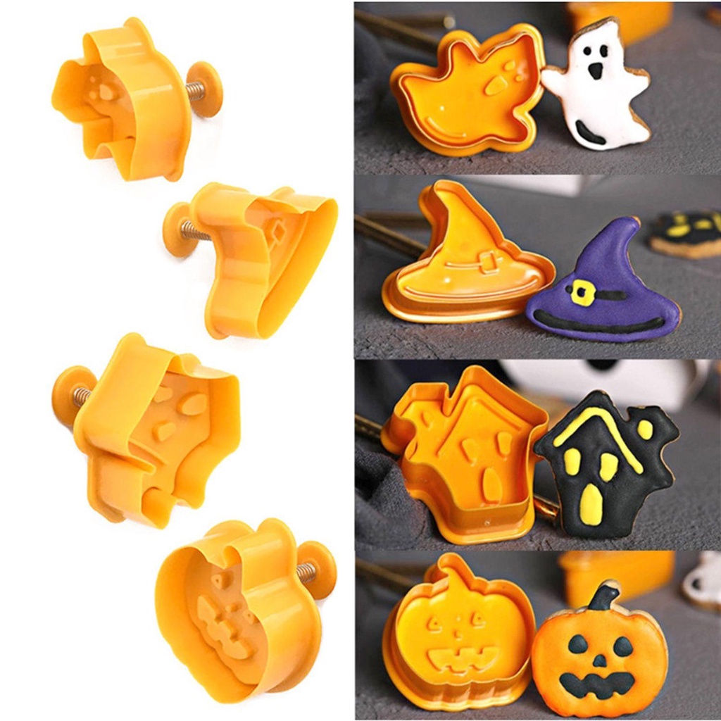 Set 8 Khuôn Nhấn Bánh Quy 3D Chủ Đề Halloween