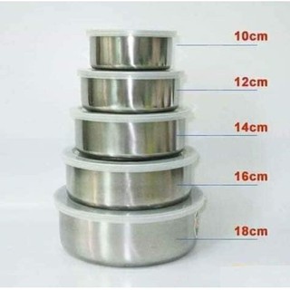 BỘ 5 THỐ INOX CÓ NẮP ĐẬY