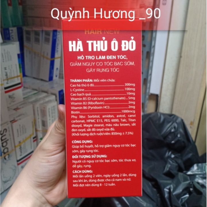 Viên uống Hair new HÀ THỦ Ô ĐỎ lọ 60 viên giúp giảm nguy cơ tóc bạc sớm,tóc gãy rụng