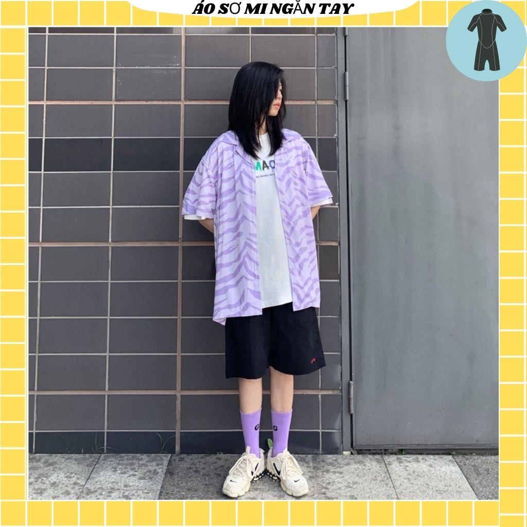 Áo Sơ Mi Tay Ngắn Unisex Cổ Bẻ Phông Cách Hàn Quốc Freesize