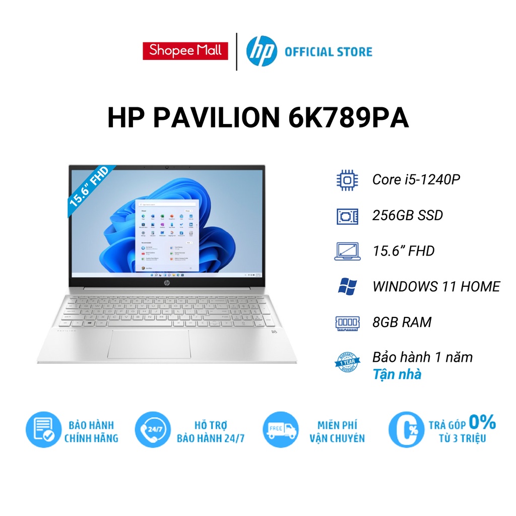 Laptop HP Pavilion 15-eg2059TU 6K789PA i5-1240P|8GB|256GB|Intel Iris Xe|15.6' FHD|Win 11