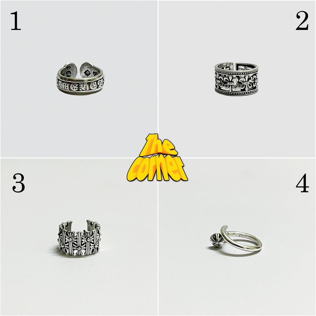 Nhẫn Chrome Heart Freesize Titan mạ bạc 925