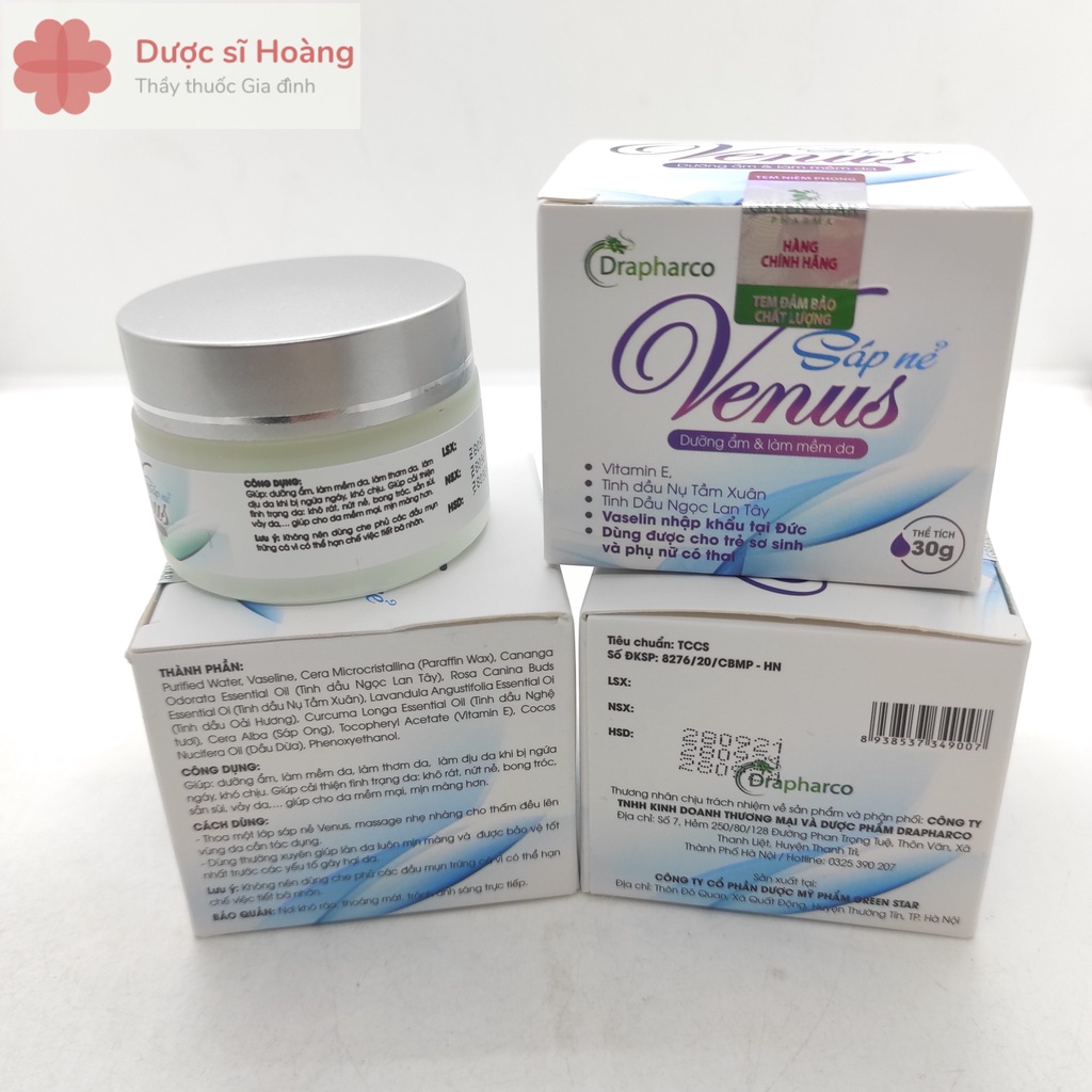 Sáp Nẻ Venus - Dùng Được Cho Trẻ Sơ Sinh và Phụ Nữ Có Thai - Dưỡng Ẩm, Làm Mềm Mịn Da - Lọ 30g