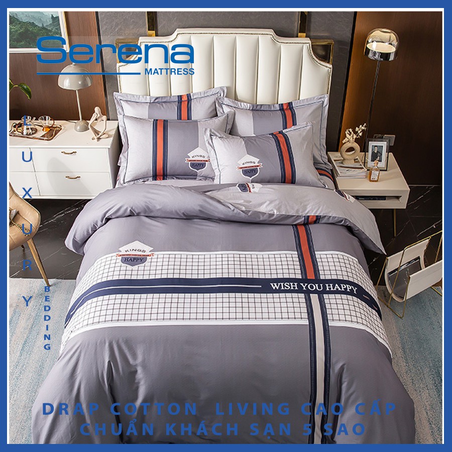 Bộ Chăn Ga Gối Drap Cotton Living Set 5 món Drap Cotton Chăn Ra Ga Trần Bông Hàn Quốc Cao Cấp – Hệ Thống Nệm