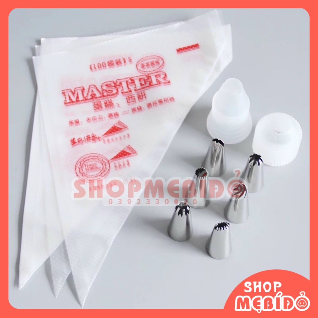 Set 100 Túi Bắt Kem, Đui Bắt Kem Viết Chữ Trang Trí Làm Bánh Tiên Lợi Shop Mẹ Bí Đỏ GD06