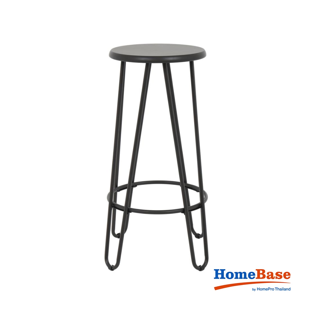 HomeBase FURDINI Ghế quầy bar bằng thép sơn tĩnh điện chân gắn cao su chống trượt ESSIA W30xH73xD30cm màu than đen