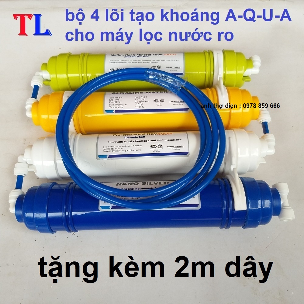 Combo 4 lõi lọc tạo khoáng máy lọc nước RO Aqua ❤️FREESHIP❤️ Dùng được cho tất cả các loại máy lọc RO gia đình