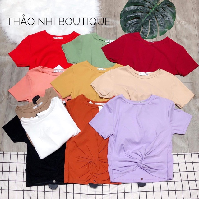 Áo thun ôm nữ xoắn eo TN . Áo form CRoptop . Freesize dưới 58kg mang đẹp