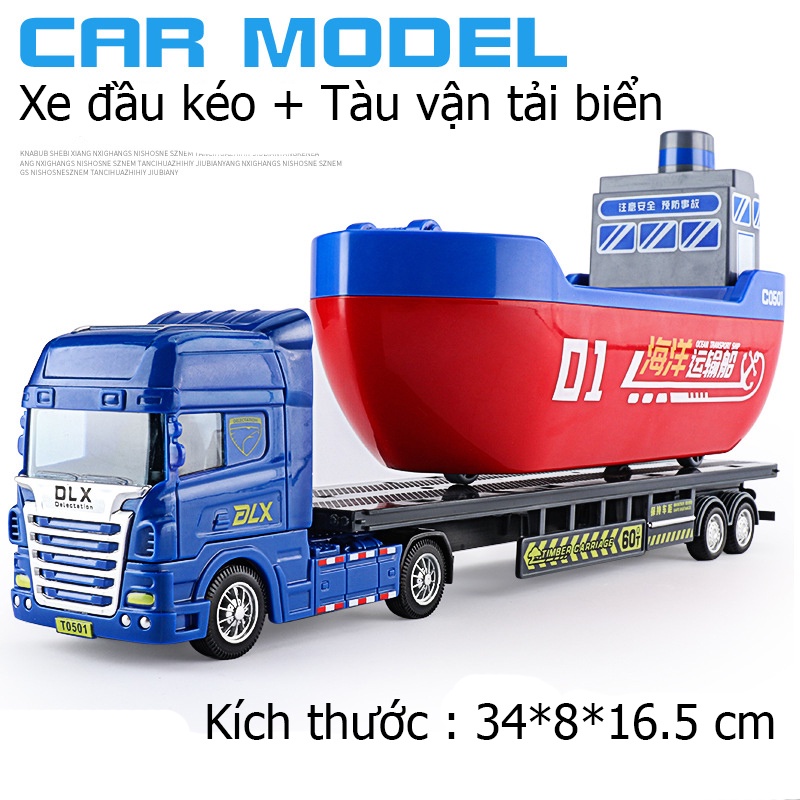 Đồ chơi mô hình xe đầu kéo gồm 2 xe có chạy đà tháo rời được các chi tiết