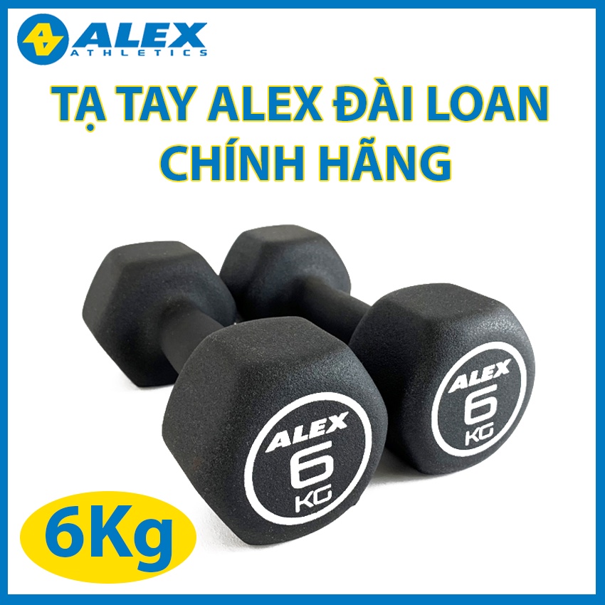 Bộ Tạ Tay Lục Giác Tại Nhà 6Kg ALEX Cao Cấp, Lõi Gang Đặc Bọc Cao Su, Tập Gym Yoga, Chống Trơn Trượt