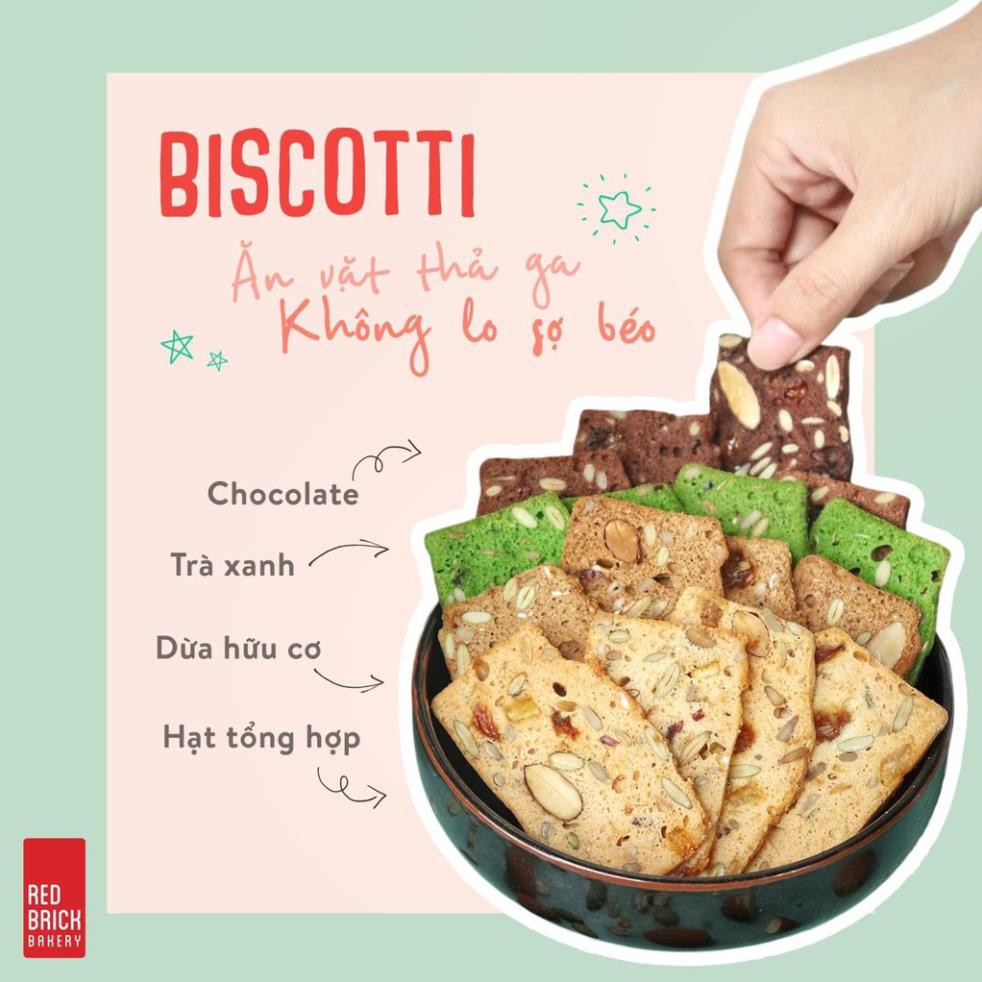 Bánh BISCOTTI Gạch Đỏ Hộp 250g Dành Cho Người Giảm cân, Ăn Kiêng, Tiểu Đường