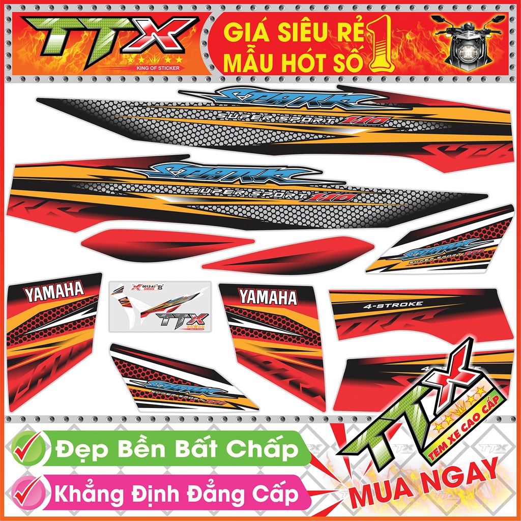 Tem sirius 110 hiệu spark , Tem xe phụ kiện sirius màu đỏ nền đen siêu đẹp , Shop TTX Team chế sirius mã