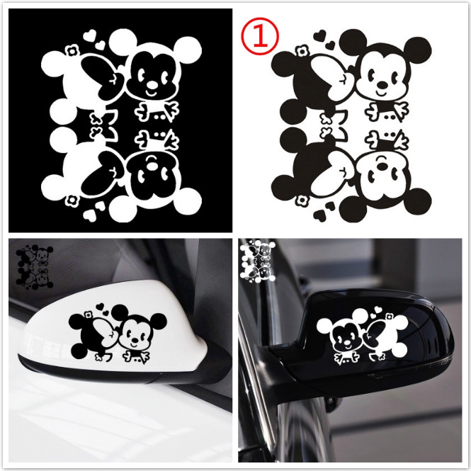 Miếng Dán Trang Trí Gương Chiếu Hậu Xe Hơi / Mô Tô Hình Mickey Minnie Dễ Thương