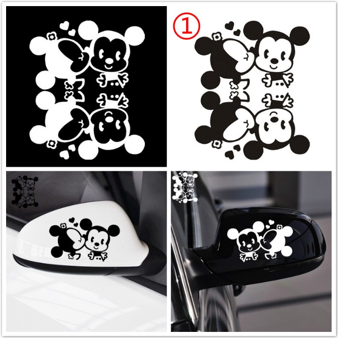 Miếng dán hình chuột Mickey và Minnie xinh xắn trang trí kính chiếu hậu xe hơi