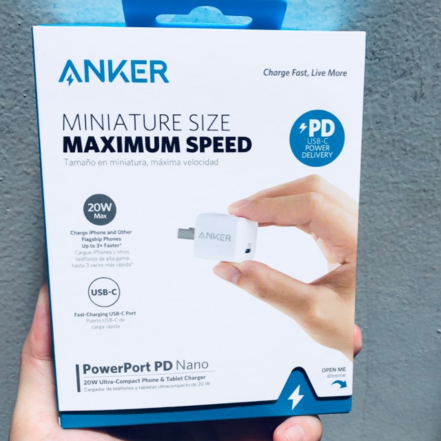 Sạc ANKER PowerPort PD Nano 20w - cổng USB-C dùng cho iPhone 12/12Promax/12Mini/12Pro