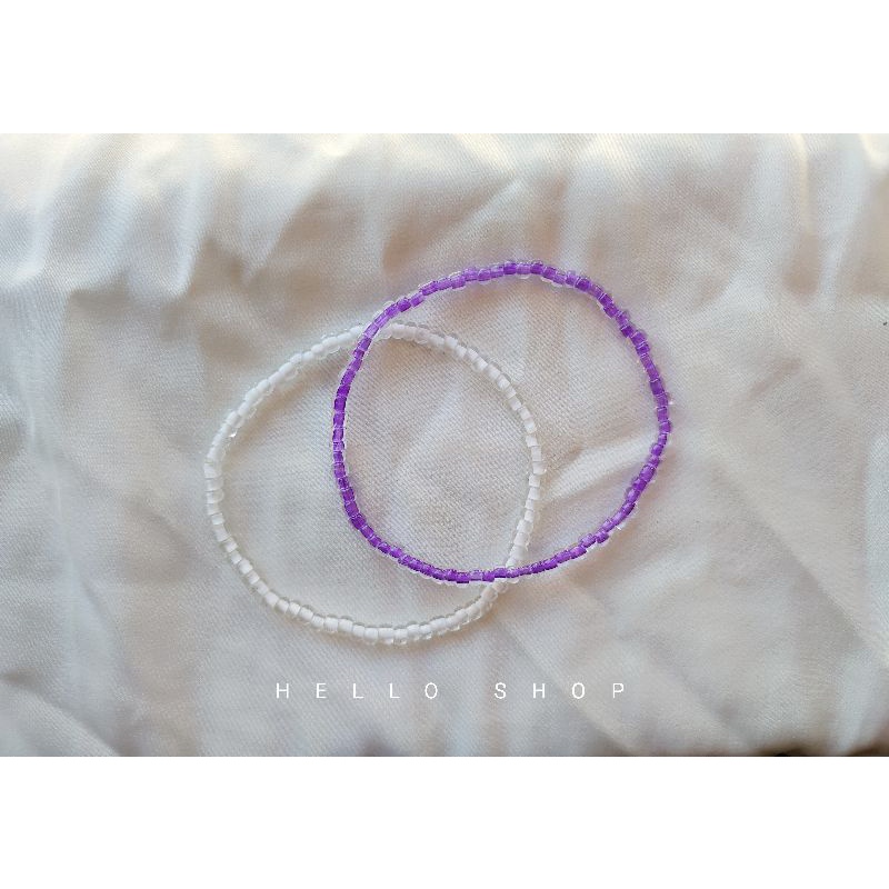 Vòng tay hạt cườm mix màu tone tím cực xinh độc lạ