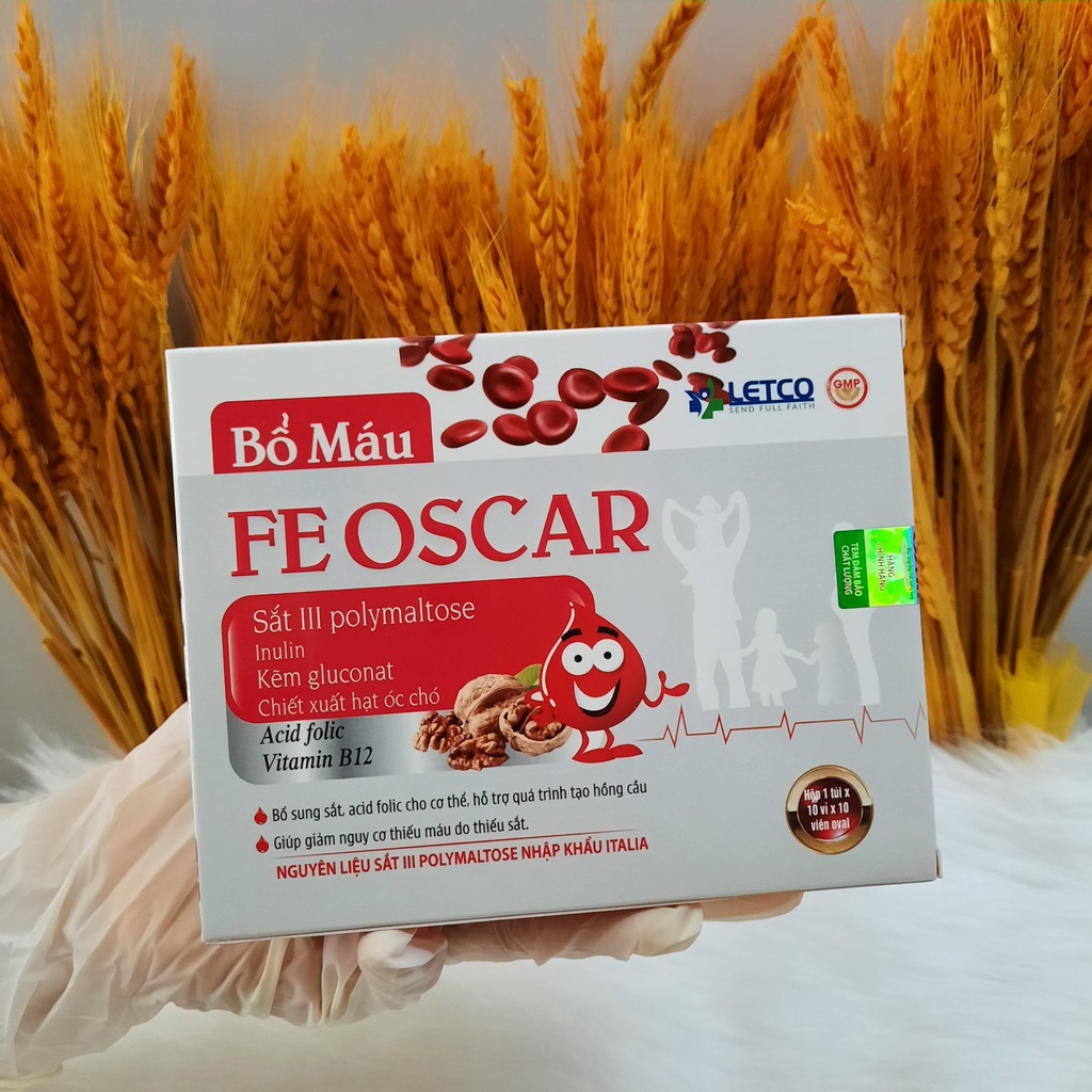 FE OSCAR,Viên uống bổ máu, bổ sung sắt, acid folic, vitamin B12