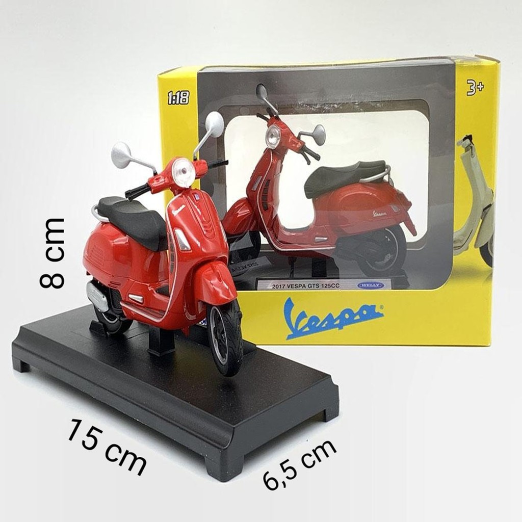 Xe Mô Hình VESPA 2017 GTS 125CC 1:18 Welly ( Đỏ )