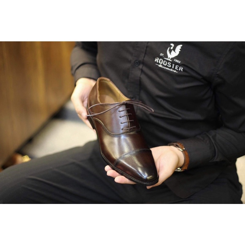 Giày Rooster Shoemaker. Đế khâu Mckay. Giày Captoe Oxford