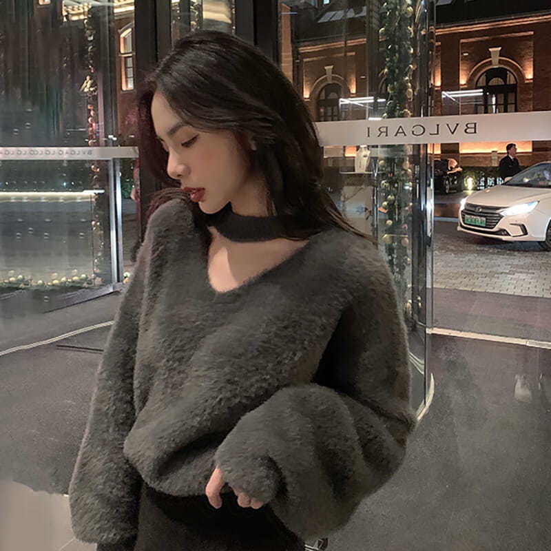 COZOK Áo sweater Tay Dài Dáng Rộng Thời Trang Dễ Phối Đồ