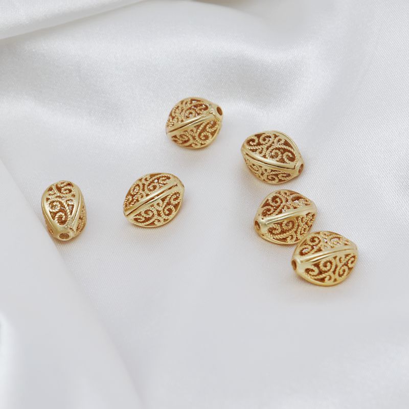 Hạt Đồng Mạ Vàng 18k Đục Lỗ Dùng Làm Vòng Tay diy