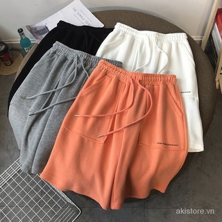 Quần short thể thao cạp cao ống rộng phong cách mùa hè cho nữ