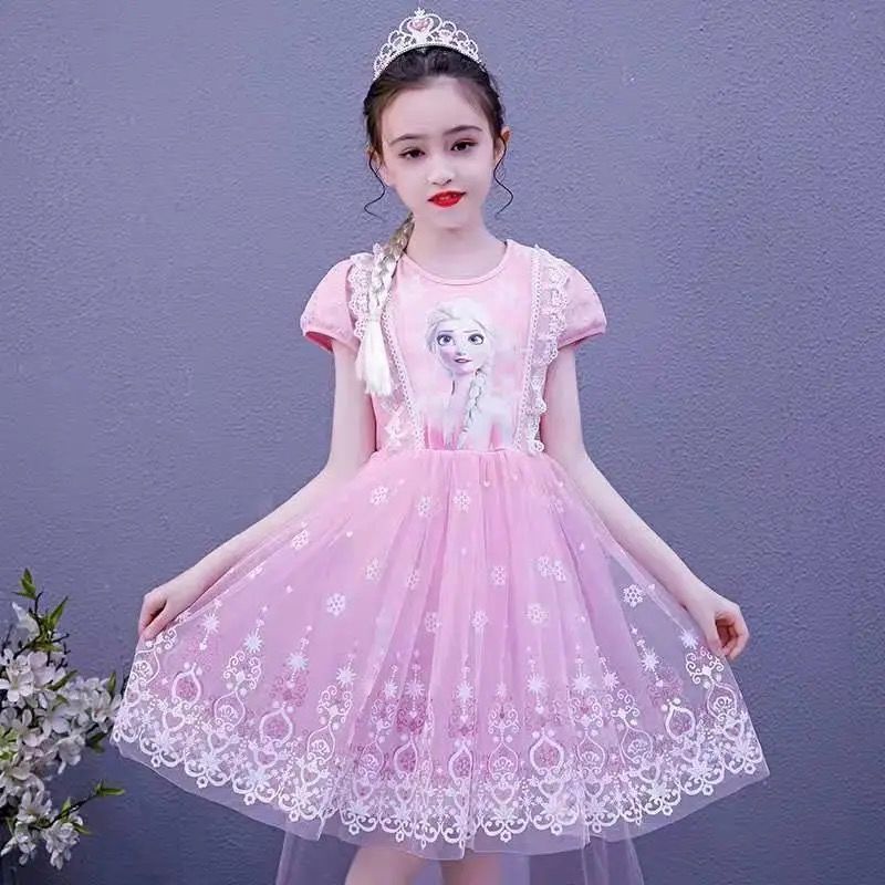 Đầm Công Chúa Không Tay In Hình Elsa Dễ Thương Thời Trang Xuân Hè Cho Bé Gái