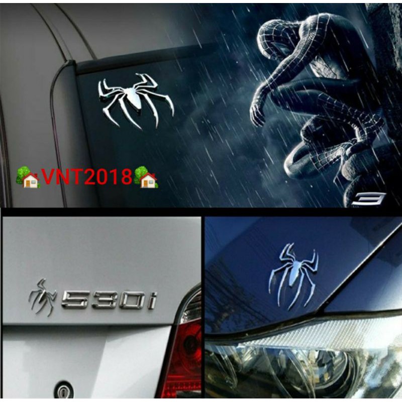 Decal 3D inox hình con nhện