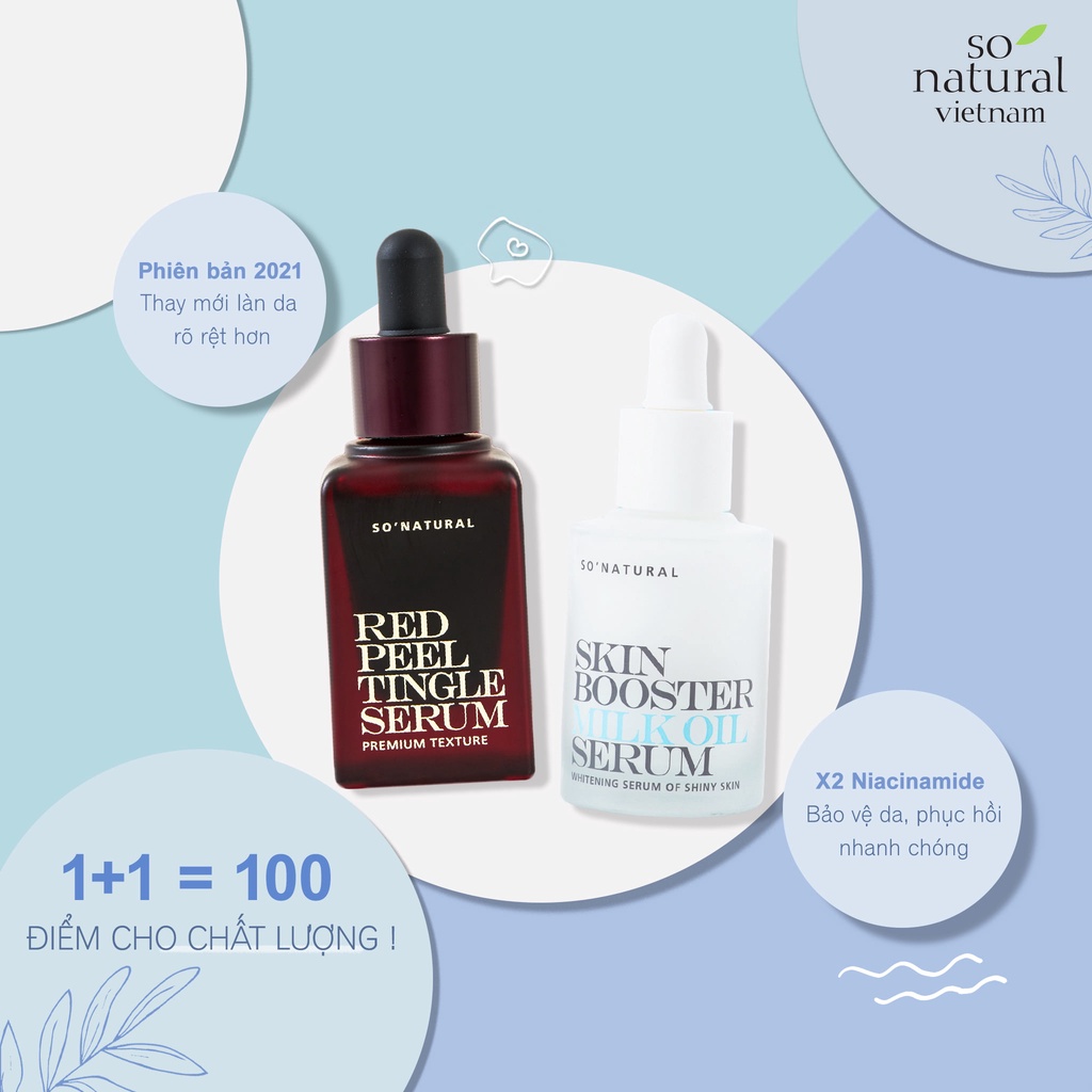 Bộ serum ngăn ngừa mụn dưỡng da Red Peel Tingle Premium 20ml Skin Booster Milk Oil Serum 30ml So Natural