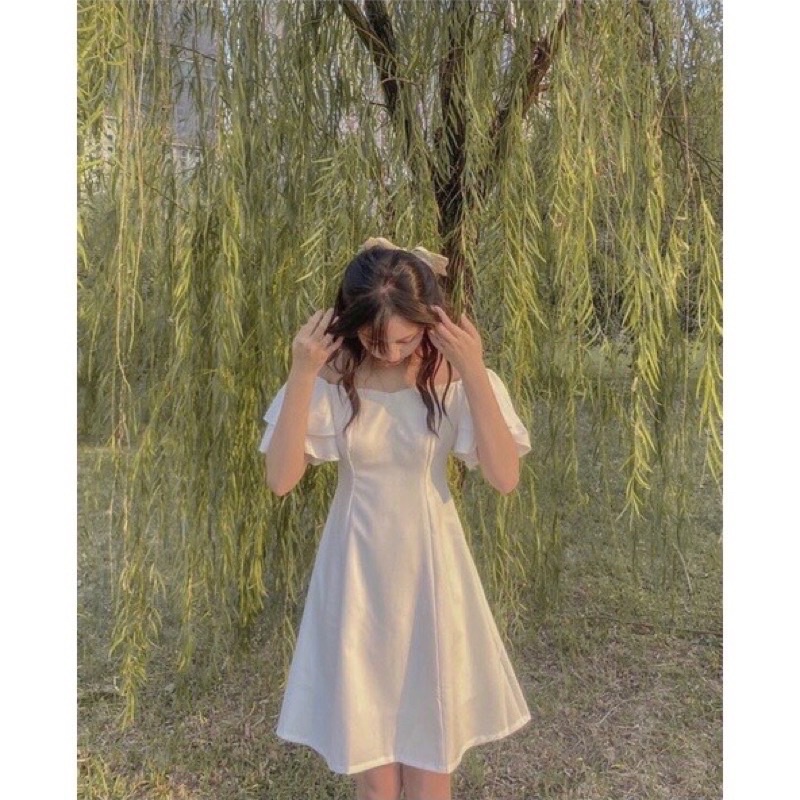 Váy tiều thư đẹp hai màu đen trắng basic khoá lưng siêu xinh cho nàng Đầm tiểu thơ xinh xắn hai lớp - Zadola fashion