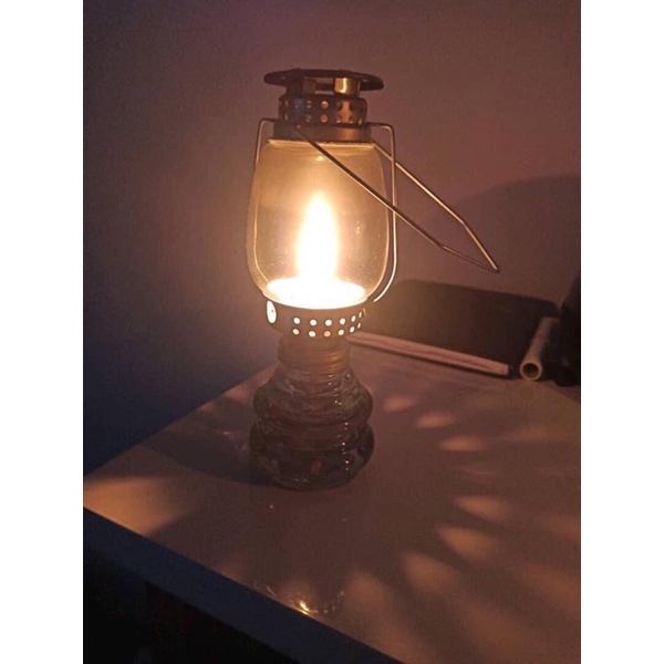 Đèn Bão/Đèn Dầu Thuỷ Tinh Chống Bão/Đèn Trang Trí Quai Cầm Kèm Bóng và Bấc Đèn nguyên bộ