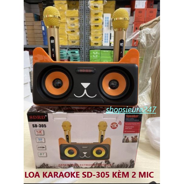 (giá rẻ bất ngờ) LOA KARAOKE LUXURY 305 TAI MÈO KÈM 2 MIC SIÊU HAY FULLBOX