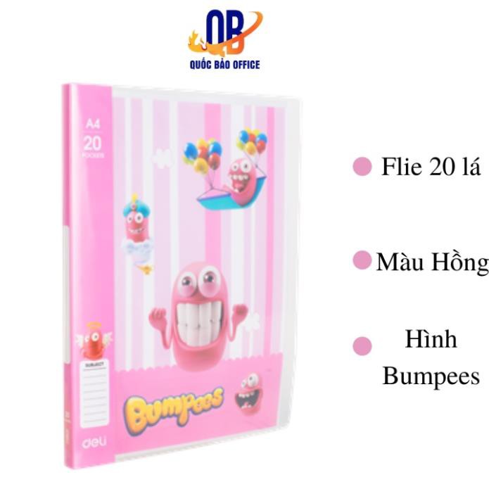 File lá Deli, bìa đựng tài liệu, giấy kiểm tra hình Bumpees 20 lá Z55002  - 30 lá Z55102– 40 lá Z55202 - 1 chiếc