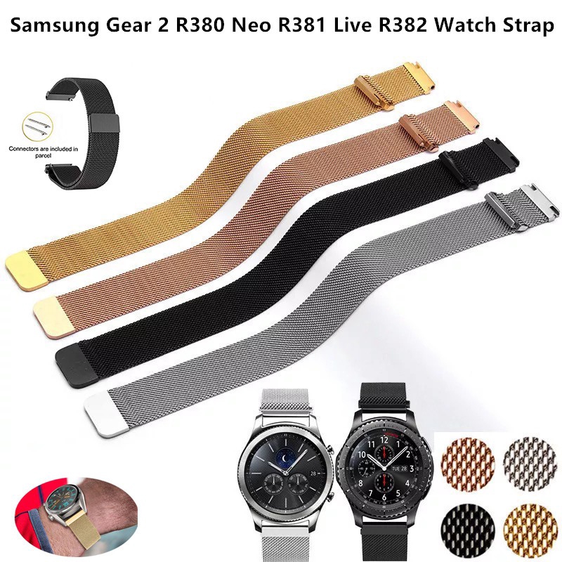 Dây Đeo Thay Thế Chất Liệu Kim Loại Dạng Lưới Thời Trang Cho Samsung Gear 2 R380 Neo R381 Live R382