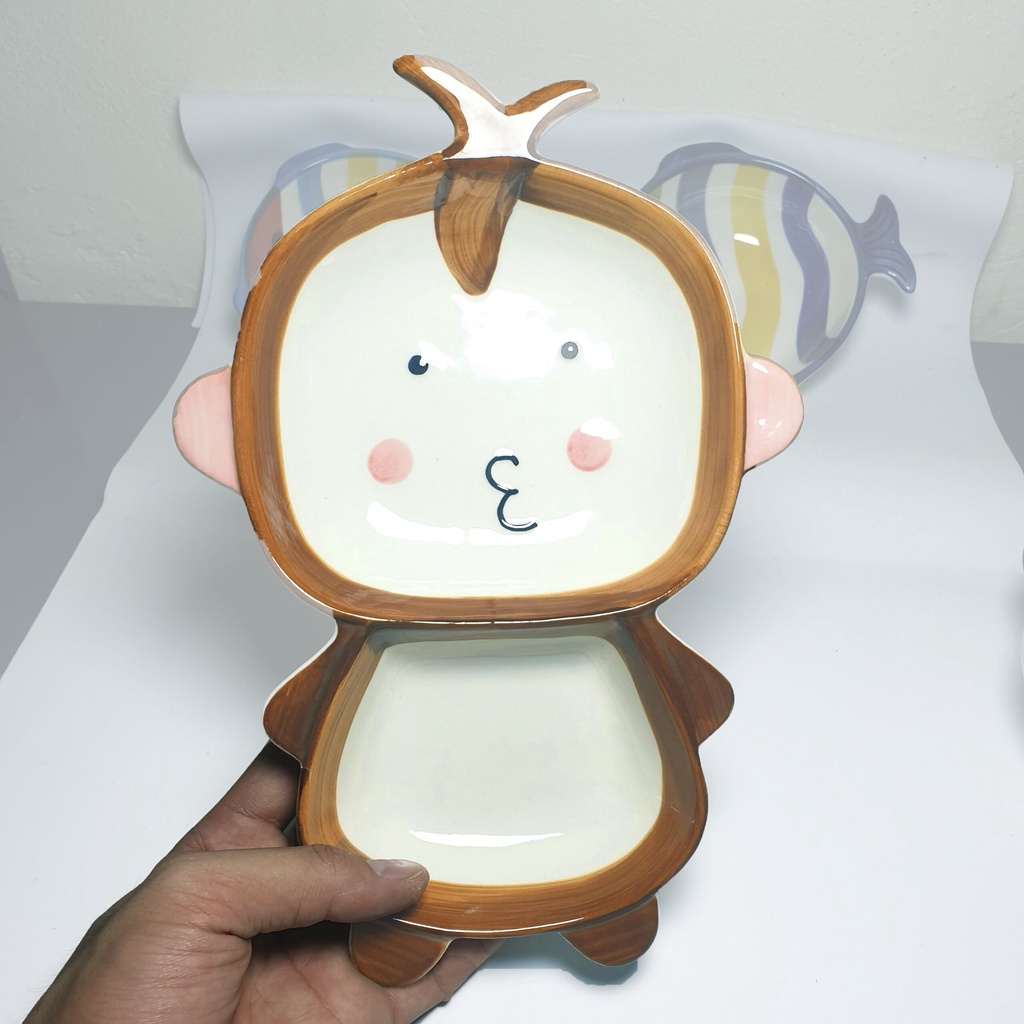 Bát Ăn Dặm Cho Bé Gốm Sứ Kiểu Nhật Cute Hình Khỉ Ngộ Nghĩnh Cho Bé