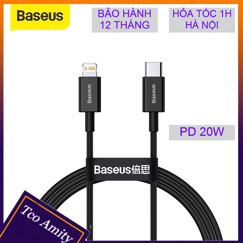 Dây sạc nhanh ip,Pd 20w Baseus,type C,hỗ trợ sạc nhanh 30p đầy 50% pin,bảo hành 12 tháng