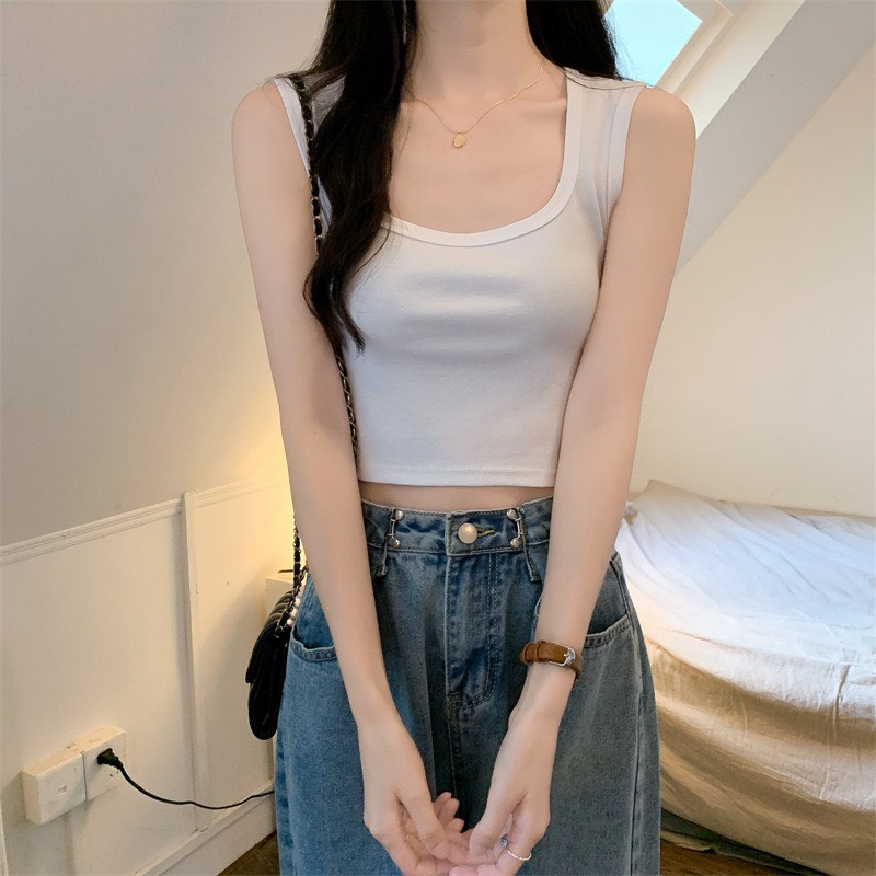 Áo Ba Lỗ Croptop Nữ Cổ Vuông Phong Cách Hàn Siêu Hot X9