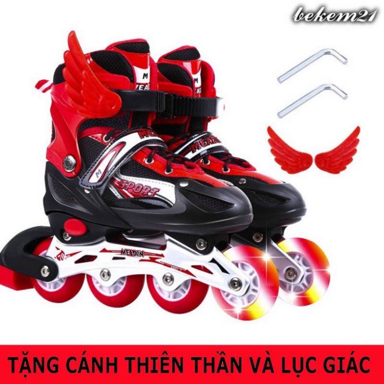 [HÀNG SẴN CÓ] Giày Patin trẻ em điều chỉnh size, batin sport, giày trượt bé trai bé gái(Tặng 2 Thanh Cờ Lê Tháo Lốp)