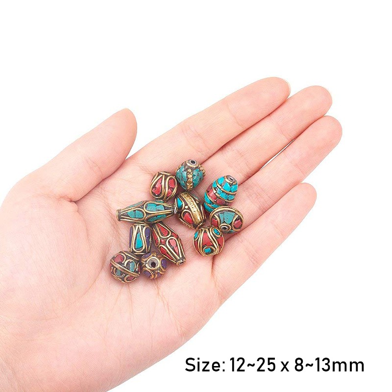 Hộp 10~50 hạt kiểu dáng Tây Tạng san hô màu độc đáo