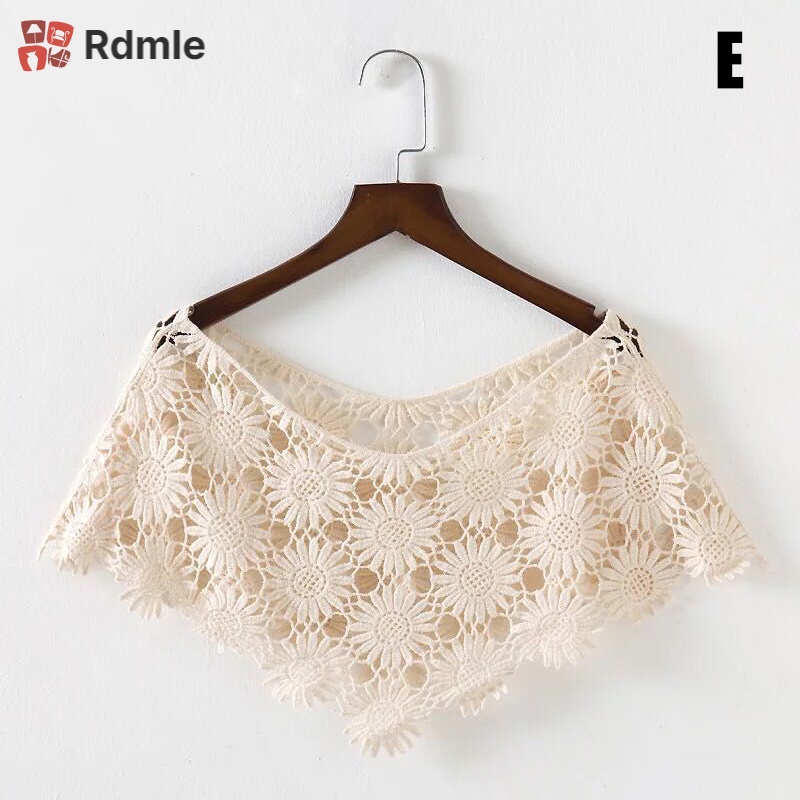 Áo Choàng Poncho Dệt Kim Phối Ren Rỗng Dáng Ngắn Phong Cách Vintage Thời Trang Cho Nữ