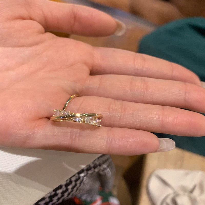 Nhẫn hở đeo ngón trỏ đính đá zircon sang trọng phong cách thời trang Hàn Quốc dành cho nữ