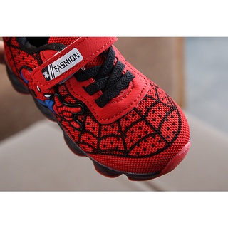 Giày bé trai hình người nhện có đèn LED màu Đỏ cho bé từ 1-15 tuổi Giầy phát sáng cho bé trai Spider Man size 21-30