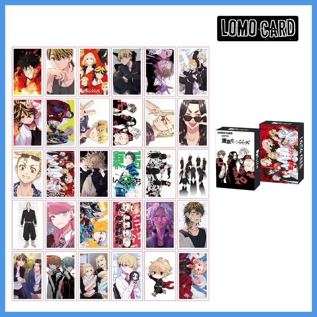 Hộp 30 lomo card Japanese Anime Tokyo Revengers Sano Manjirou Hanagaki Takemichi Tachibana Hinata Kawata Souta LOMO Card Mini Postcard Message Card Cosplay For Fans Supplies